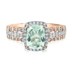 Aquamarine & Diamond Ring In 14K Rose Gold (1/4 Ct. Tw.)