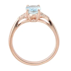 Aquamarine & Diamond Ring In 10K Rose Gold