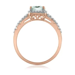 Aquamarine & Diamond Ring In 14K Rose Gold (1/4 Ct. Tw.)