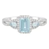 Aquamarine & Lab Created White Sapphire Ring In Sterling Silver