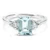Aquamarine & Lab Created White Sapphire Ring In 10K White Gold
