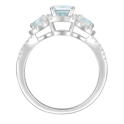 Aquamarine & Lab Created White Sapphire Ring In Sterling Silver