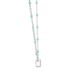 Aquamarine And Beaded Enamel Necklace In Sterling Silver