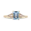 Aquamarine And Diamond Accent Ring In 10K Yellow Gold