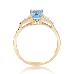 Aquamarine And Diamond Accent Ring In 10K Yellow Gold