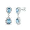 Aquamarine And Diamond Earrings In 14K White Gold (1/5 Ct. Tw.)