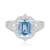 Aquamarine And Diamond Ring In 10K White Gold (1/5 Ct. Tw.)