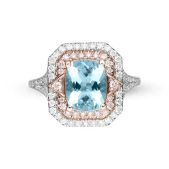 Aquamarine And Diamond Ring In 14K White And Rose Gold (1/5 Ct. Tw.)