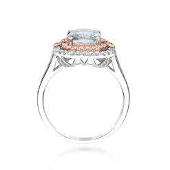 Aquamarine And Diamond Ring In 14K White And Rose Gold (1/5 Ct. Tw.)
