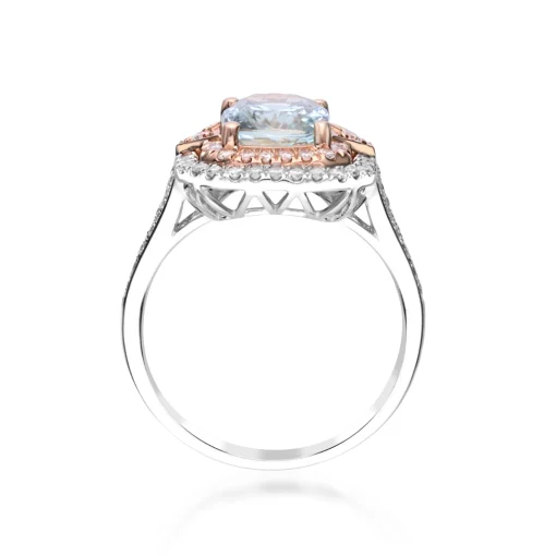Aquamarine And Diamond Ring In 14K White And Rose Gold (1/5 Ct. Tw.)