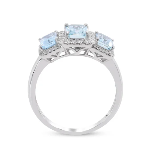 Aquamarine And Diamond Ring In 10K White Gold (1/4 Ct. Tw.)