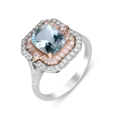 Aquamarine And Diamond Ring In 14K White And Rose Gold (1/5 Ct. Tw.)