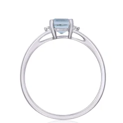 Aquamarine Stacking Ring With Diamond Accents In 10K White Gold