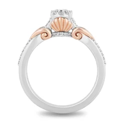 Ariel Diamond Cluster Promise Ring In Sterling Silver & 10K Rose Gold (1/4 Ct. Tw.)