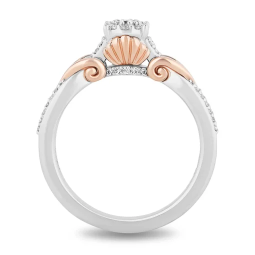 Ariel Diamond Cluster Promise Ring In Sterling Silver & 10K Rose Gold (1/4 Ct. Tw.)