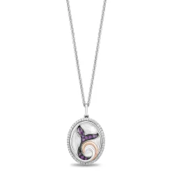 Ariel Mermaid Tail Diamond Pendant In Sterling Silver And 10K Rose Gold (1/6 Ct. Tw.)