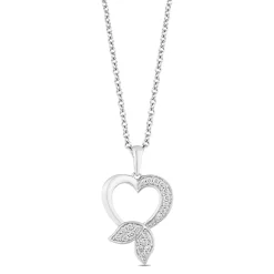 Ariel Pendant With Diamond Mermaid Heart In Sterling Silver (1/5 Ct. Tw.)