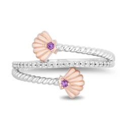 Ariel Shell Diamond And Amethyst Wrap Ring In Sterling Silver And 10K Rose Gold (1/10 Ct. Tw.)