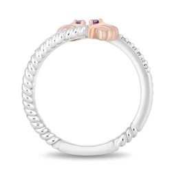 Ariel Shell Diamond And Amethyst Wrap Ring In Sterling Silver And 10K Rose Gold (1/10 Ct. Tw.)