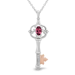 Aurora Key Pendant With Pink Tourmaline In Sterling Silver