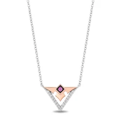 Aurora Pink Sapphire And Diamond Pendant In Sterling Silver And 10K Rose Gold (1/10 Ct. Tw.)