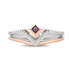 Aurora Pink Sapphire And Diamond Ring In Sterling Silver And 10K Rose Gold (1/10 Ct. Tw.)