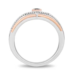 Aurora Pink Sapphire And Diamond Ring In Sterling Silver And 10K Rose Gold (1/10 Ct. Tw.)