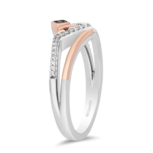 Aurora Pink Sapphire And Diamond Ring In Sterling Silver And 10K Rose Gold (1/10 Ct. Tw.)