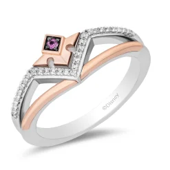 Aurora Pink Sapphire And Diamond Ring In Sterling Silver And 10K Rose Gold (1/10 Ct. Tw.)