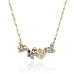 Australian Opal, Emerald, Blue Sapphire, And Diamond Accent Necklace In 10K Yellow Gold