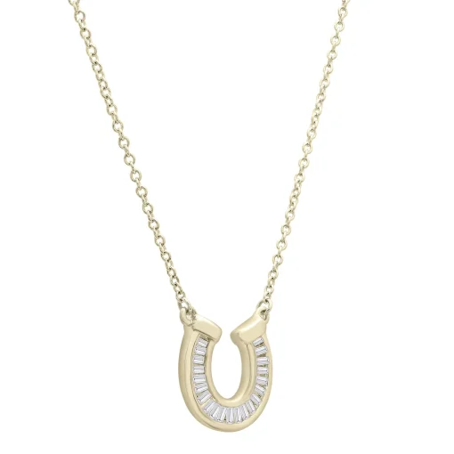 Baguette Diamond Horseshoe Pendant In 10K Yellow Gold (1/7 Ct. Tw.)