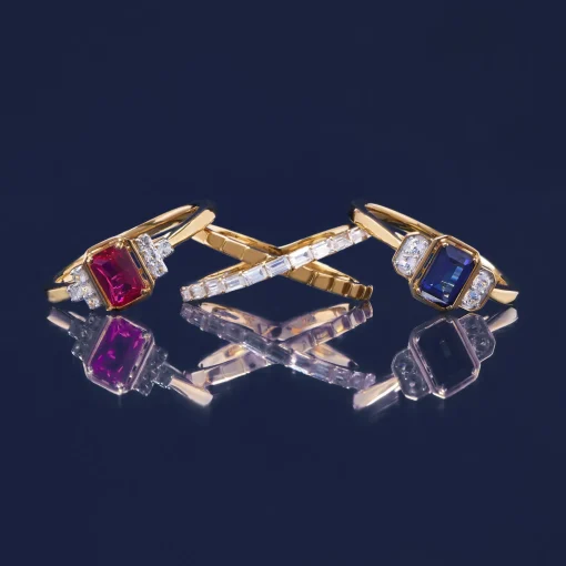 Baguette Diamond Ribbed 'X' Ring In 14K Yellow Gold (1/3 Ct. Tw.)