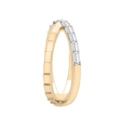 Baguette Diamond Ribbed 'X' Ring In 14K Yellow Gold (1/3 Ct. Tw.)