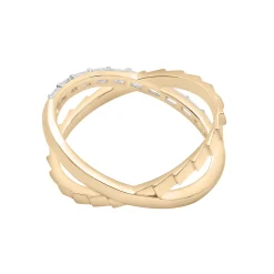 Baguette Diamond Ribbed 'X' Ring In 14K Yellow Gold (1/3 Ct. Tw.)