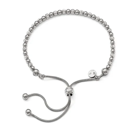 Beaded Bolo Bracelet In Sterling Silver