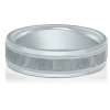Beaded Hammer Finish Band In Platinum, 6Mm