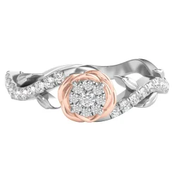 Belle Rose Diamond Promise Ring In 14K White & Rose Gold (1/4 Ct. Tw.)