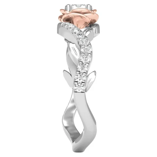 Belle Rose Diamond Promise Ring In 14K White & Rose Gold (1/4 Ct. Tw.)
