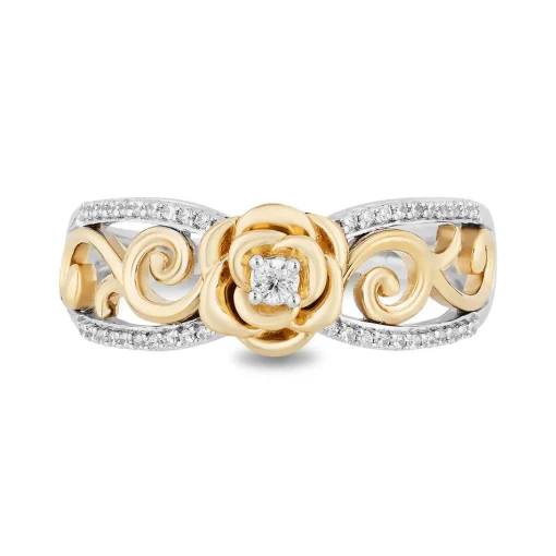 Belle 30Th-Anniversary Diamond Rose Ring In Sterling Silver & 10K Yellow Gold (1/8 Ct. Tw.)