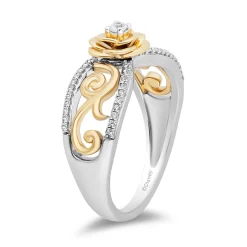 Belle 30Th-Anniversary Diamond Rose Ring In Sterling Silver & 10K Yellow Gold (1/8 Ct. Tw.)