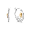 Belle 30Th-Anniversary Rose Hoop Earrings With Diamonds In Sterling Silver & 10K Yellow Gold (1/7 Ct. Tw.)