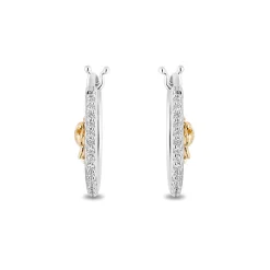 Belle 30Th-Anniversary Rose Hoop Earrings With Diamonds In Sterling Silver & 10K Yellow Gold (1/7 Ct. Tw.)