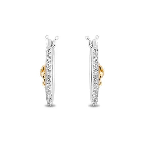 Belle 30Th-Anniversary Rose Hoop Earrings With Diamonds In Sterling Silver & 10K Yellow Gold (1/7 Ct. Tw.)