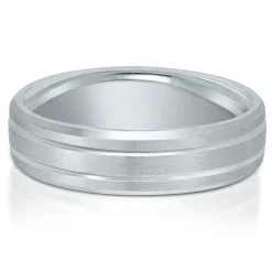 Bevel Edge Matte Finish Band In Platinum, 7Mm