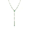 Bezel-Set Emerald And Diamond Drop Necklace In 14K Yellow Gold (1/5 Ct. Tw.)
