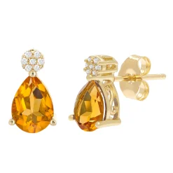 Birthstone And Diamond Accent Earrings In 10K Gold