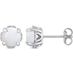 Birthstone Stud Earrings With Heart Baskets In