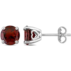 Birthstone Stud Earrings With Heart Baskets In