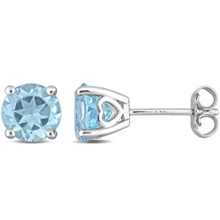 Birthstone Stud Earrings With Heart Baskets In