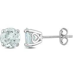 Birthstone Stud Earrings With Heart Baskets In
